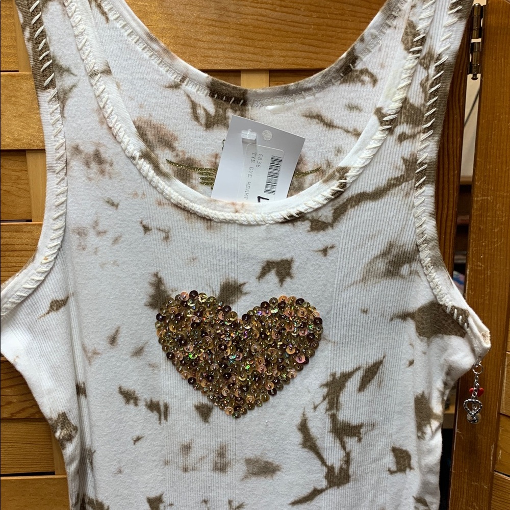 TWISTED HEART Embellished Heart Tie-Dye Tank Top- NWT Deadstock - Picture 2 of 11